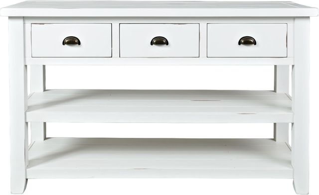 Jofran Inc. Artisan's Craft Distressed Weathered White Console Table-1