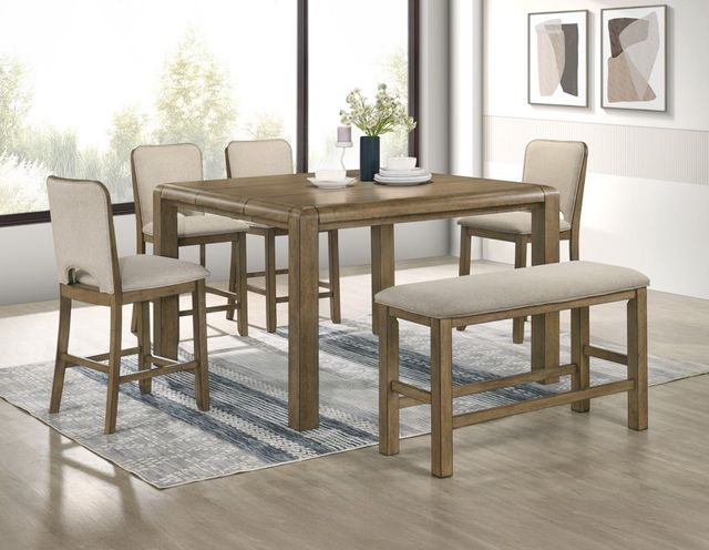 Crown Mark Cockrell Beige/Brown Counter Dining Bench-1