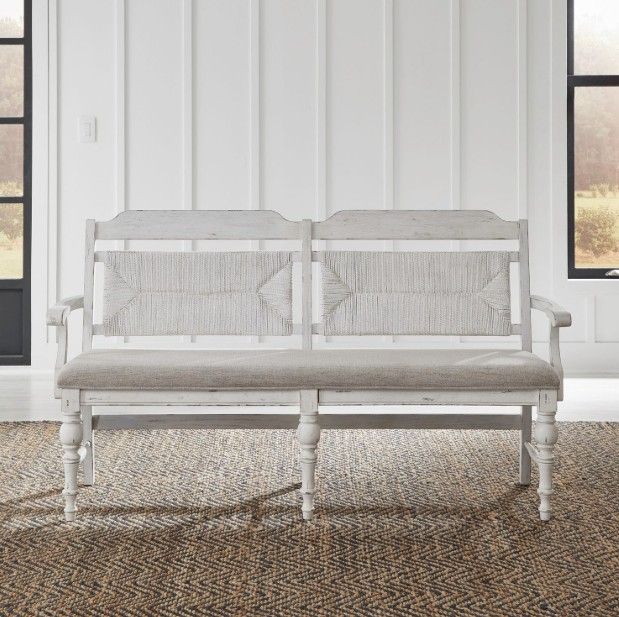 Liberty Furniture River Place Gray/Riverstone White Panel Back Bench-1