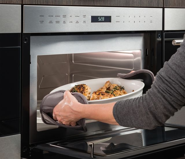 Wolf® E Series Transitional 1.6 Cu. Ft. Stainless Steel Built In Drop-Down Door Microwave Oven-2