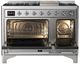 Ilve® Majestic III 48" Stainless Steel Pro Style Dual Fuel Natural Gas Range with 8 Burners and Chrome Trim-1