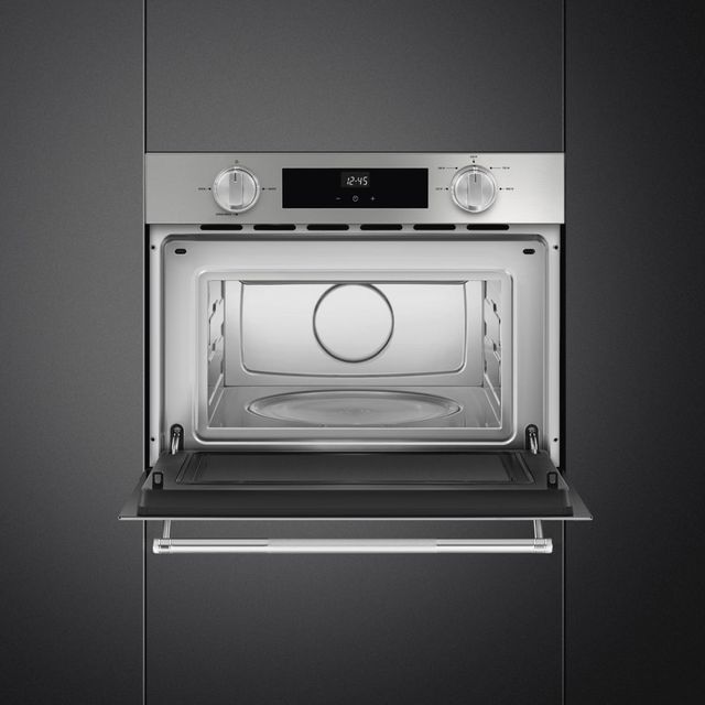 Smeg 24" Fingerproof Stainless Steel Oven/Microwave Combo Electric Wall Oven-1