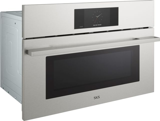 SKS Transitional Series 30" Satin Stainless Steel Built-In Microwave Electric Speed Oven-3