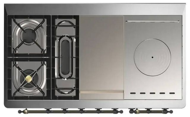 Ilve® Majestic III 48" Custom Pro Style Dual Fuel Natural Gas Range with Triple Glass Door and Burnished Trim-2