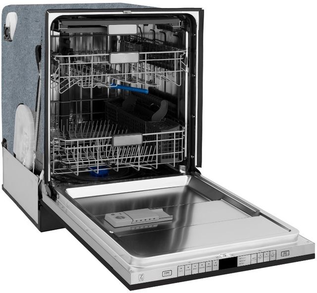 Zline Autograph Edition 24" Black Stainless Steel Third Rack Top Touch Control Tall Tub Built-In Dishwasher with Polished Gold Handle-1