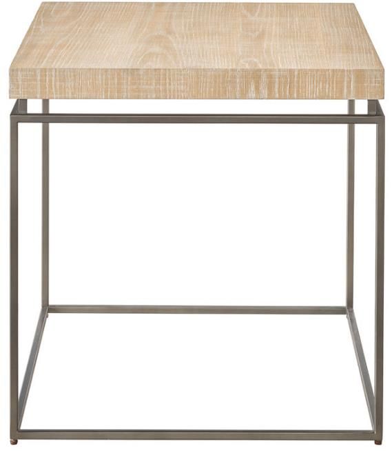 Universal Explore Home™ Modern Farmhouse Rustic Oak End Table with Pepper Base-2