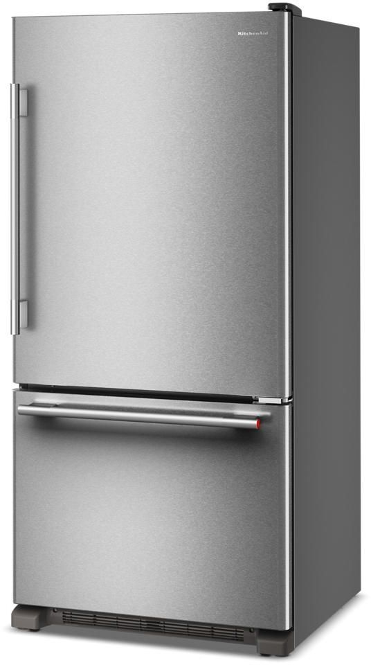 KitchenAid® 33" 22 Cu. Ft PrintShield® Stainless Steel Bottom Freezer Refrigerator with Right Door Swing-3