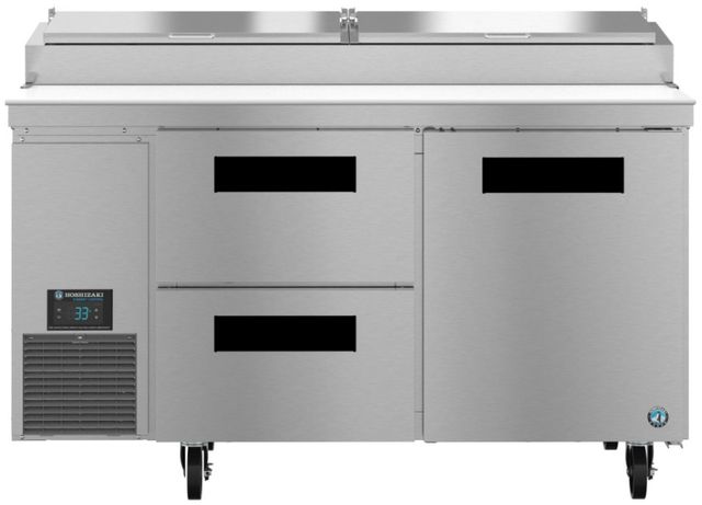 Hoshizaki 60" 16.63 Cu. Ft. Stainless Steel Two Section Pizza Prep Table Refrigerator with Drawer and Door Combo-0