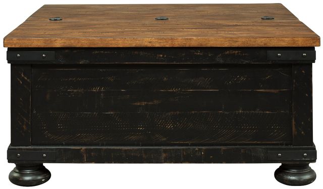 Signature Design by Ashley® Valebeck Light Brown Square Lift Top Coffee Table with Rustic Black Base-3