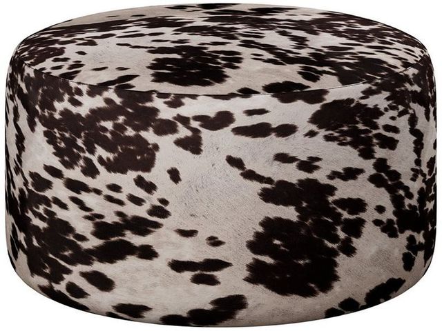 Emerald Home Walker Brown Cow Print Round Cocktail Ottoman-2