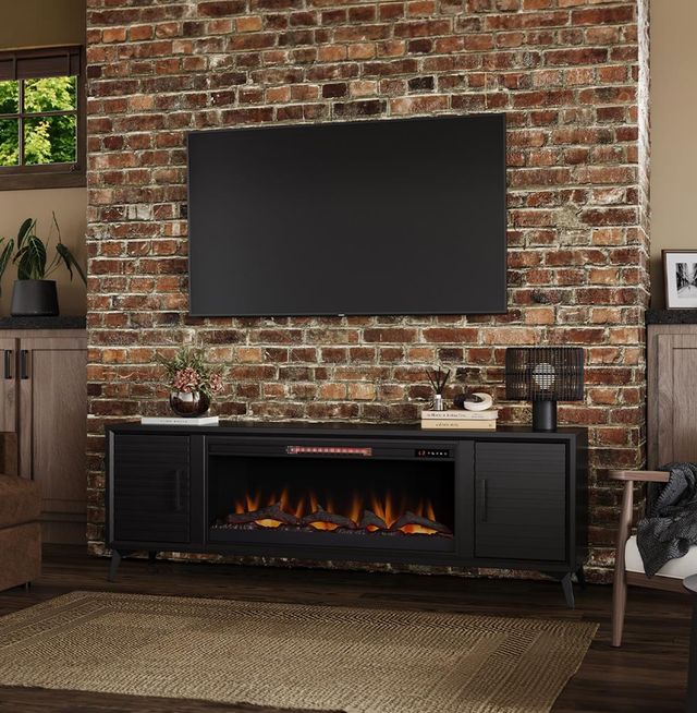 Legends Home Real Cozy Malibu Seal Skin Black 78'' Fireplace Console-1