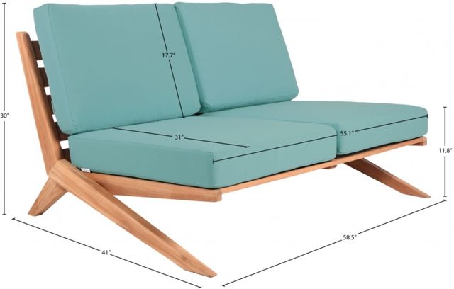 Meridian Furniture Tahiti Sea Blue Fabric Outdoor Loveseat-4