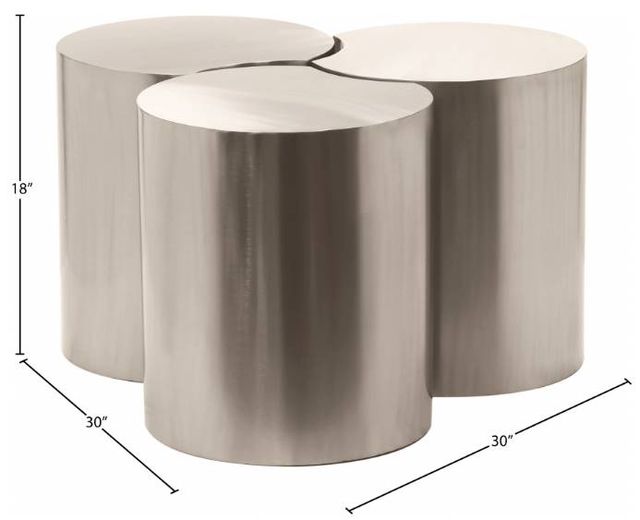 Meridian Furniture Dimple 3-Piece Silver 18" Modular Nesting Coffee Table Set-3