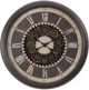 Monarch Specialties Inc. Brown 23" Round Wall Clock with Roman Numerals on Beige/Black Background an-0