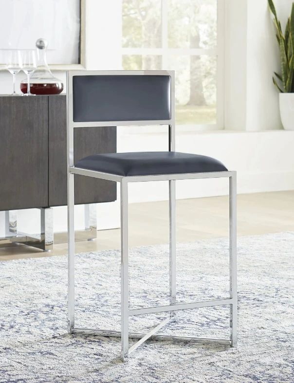 Modus Furniture Amalfi Cobalt X-Base Counter Stool with Chrome Base-1