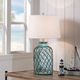 StyleCraft Montego Bay Blue Seeded Glass Lamp-1