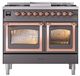 Ilve® Nostalgie II Noblesse 40'' Graphite Matte Pro Style Dual Fuel Range with Copper Trim-1
