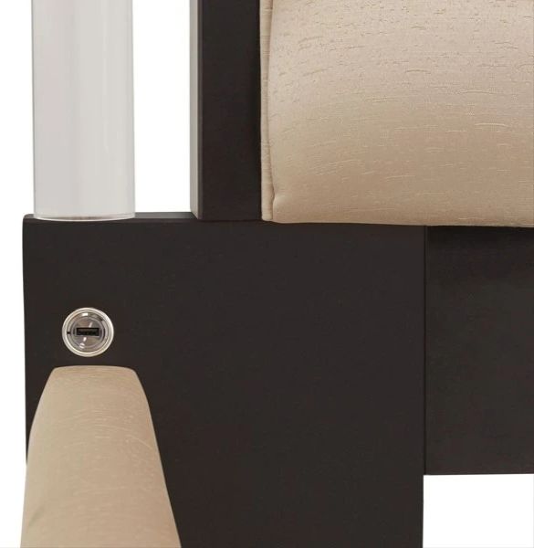The Michael Amini® Malibu Crest Beige/Dark Espresso Eastern King Upholstered Poster Bed-3