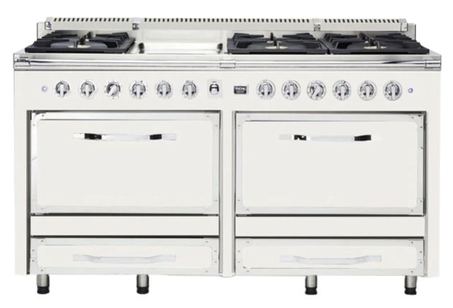 Viking® Tuscany 66" Pure White Pro Style Dual Fuel Range with 2 Induction-0