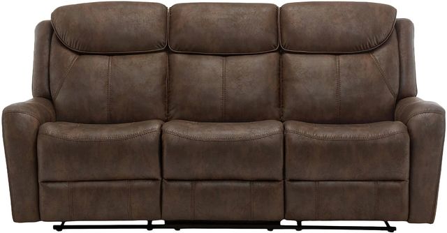Monarch Specialties Inc. Brown Faux Leather Power Reclining Sofa with USB Ports-0