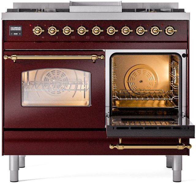 Ilve® Nostalgie II Series 40" Burgundy Pro Style Dual Fuel Range-3