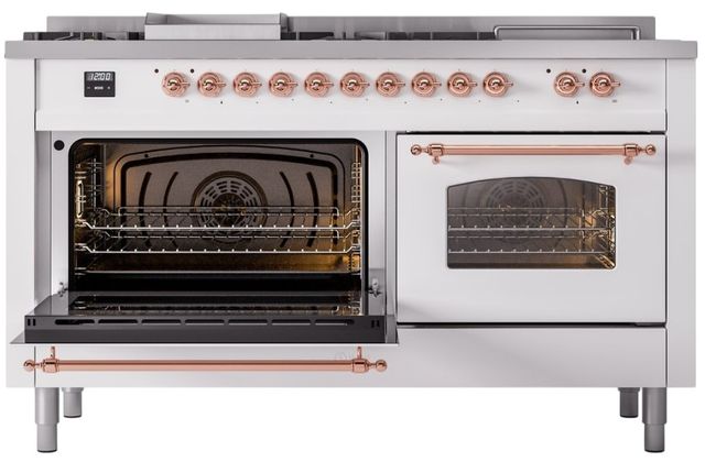 Ilve® Nostalgie II Series 60" White Pro Style Dual Fuel Range-3