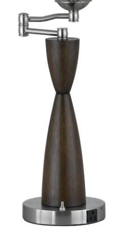 Cal® Lighting & Accessories Brushed Steel/Wood Table Lamp-1