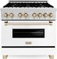ZLINE Legacy Autograph Edition 36" Satin Stainless Steel Pro Style Dual Fuel Range with White Matte Door and Polished Gold Accents-0