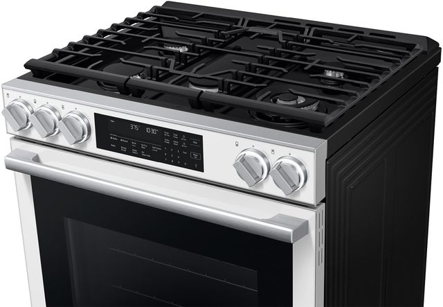 Samsung Bespoke 30" White Glass Smart Slide-In Gas Range with Illuminated Precision Knobs-4
