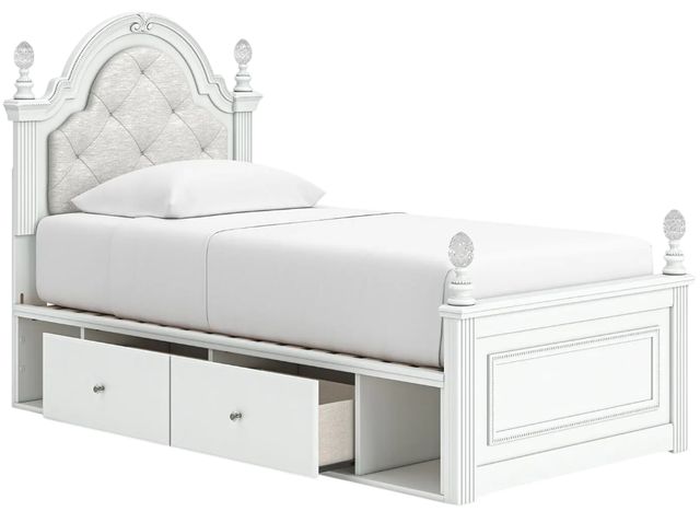 Signature Design by Ashley® Kozlani White Youth Twin Upholstered Panel Storage Bed-3