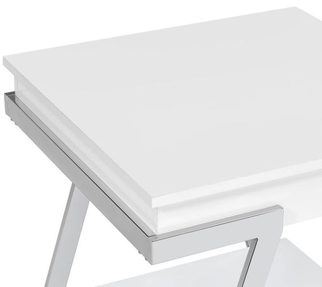 Steve Silver Co. Zena White End Table with Chrome Base-3