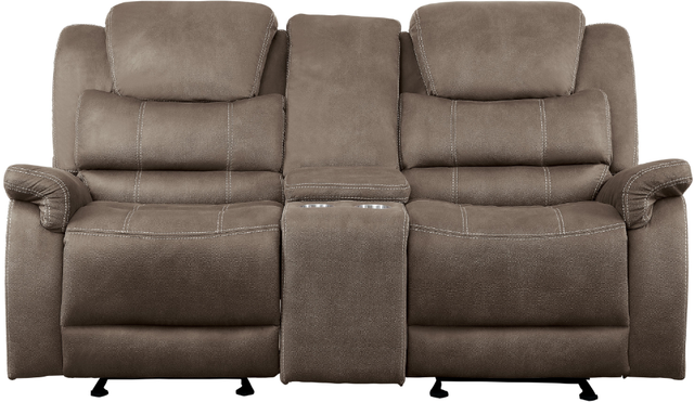 Homelegance® Shola Power Double Reclining Loveseat with Center Console and USB Ports-0