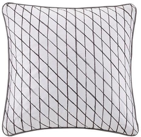 Olliix by Madison Park Essentials White/Charcoal Twin Lilia Reversible Complete Bedding Set with Cotton Sheet-1