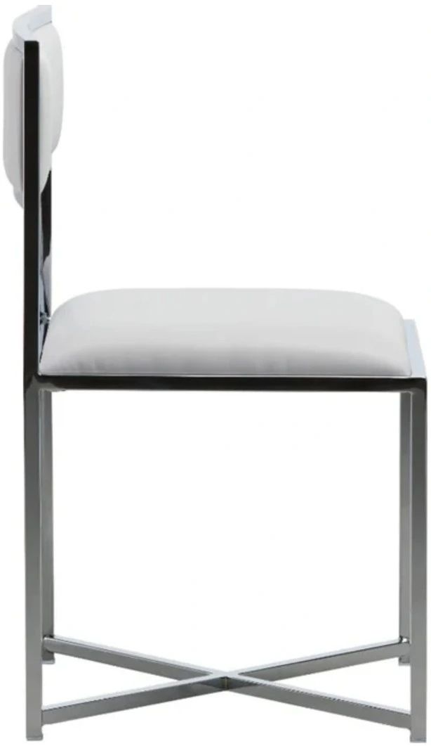Modus Furniture Amalfi Chrome/White X-Base Dining Side Chair-3