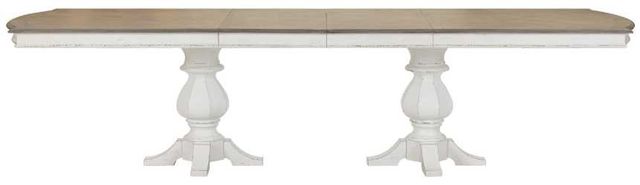 Liberty Furniture Magnolia Manor Weathered Bark Double Pedestal Dining Table with Antique White Base-3