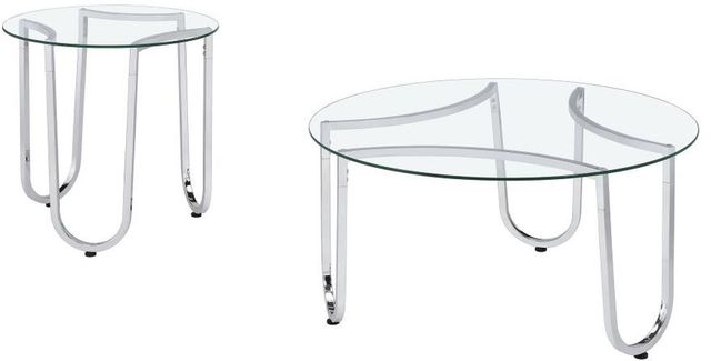 Coaster® Beller 2-Piece Round Tempered Glass Top Coffee Table with Chrome Base-0