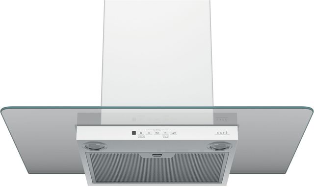 Café™ 30" Matte White Wall Mount Glass Canopy Chimney Hood-1