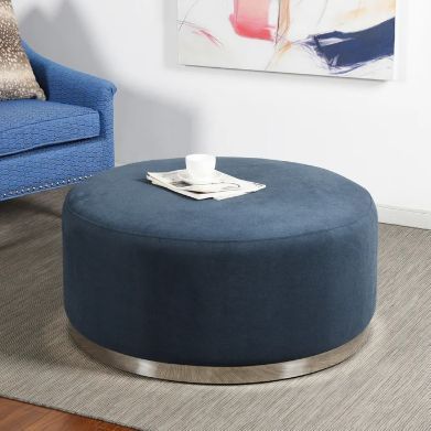 Stylecraft Blue Round Ottoman-3
