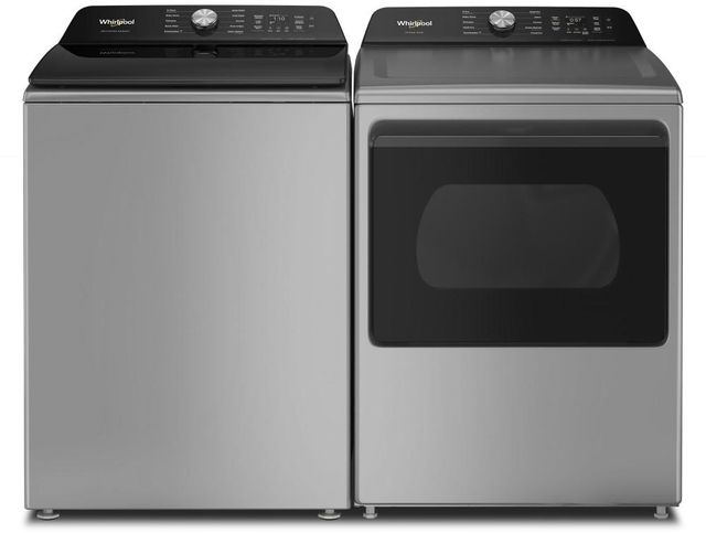 Whirlpool® Radiant Silver Top Load Washer & Electric Dryer Laundry Pair-0