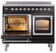 Ilve® Nostalgie II Noblesse 40'' Glossy Black Pro Style Induction Range with Chrome Trim-3