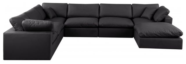 Meridian Furniture Comfy 7-Piece Black Vegan Leather Sectional-1