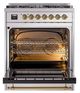 Ilve® Nostalgie II Noblesse 30'' Stainless Steel Pro Style Dual Fuel Range with Brass Trim-1