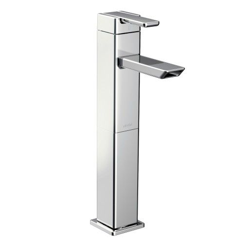 Moen® 90 Degree Chrome One-Handle High Arc Vessel Bathroom Faucet-0