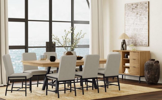 Intercon Newport Natural Oak Dining Table with Black Trestle Base-1
