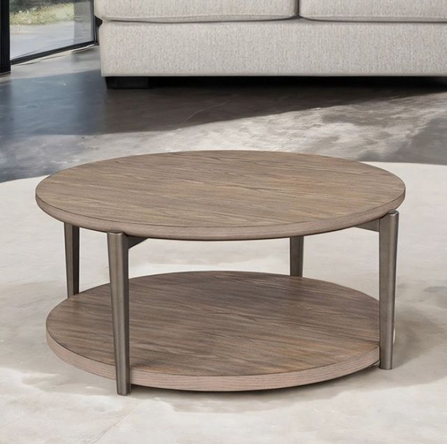 Furniture of America® Roros Natural Round Cocktail Table-1