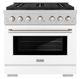 ZLINE Paramount 36" 5.2 Cu. Ft. Satin Stainless Steel Gas Range with 6 Burner DuoPro™ Cooktop and Convection Gas Oven with White Matte Door-0