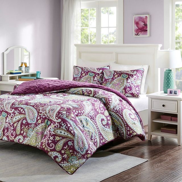 Olliix by Intelligent Design Melissa Purple Twin Reversible Comforter Mini Set-0