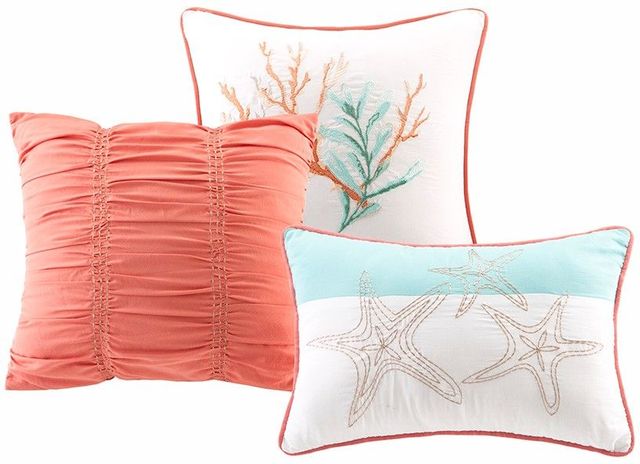 Olliix by Madison Park 7 Piece Coral Queen Pebble Beach Comforter Set-2