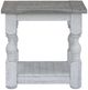 International Furniture Direct Stone Weathered Gray End Table with Ivory Antiqued Base-2