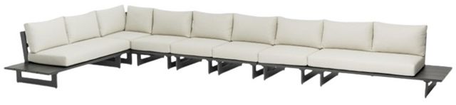 Meridian Furniture Maldives 4-Piece Cream/Dark Gray Aluminum/Fabric Outdoor Modular Sectional